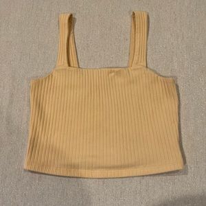 American Eagle Ribbed Yellow Cropped Tank Top